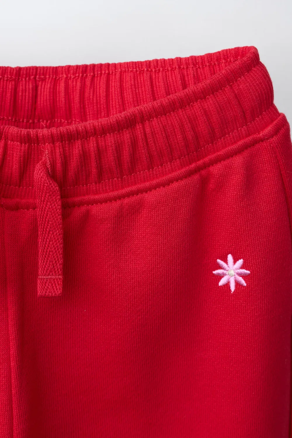 Плюшевые брюки с вышивкой в виде ромашек ZARA, Red — фото 3