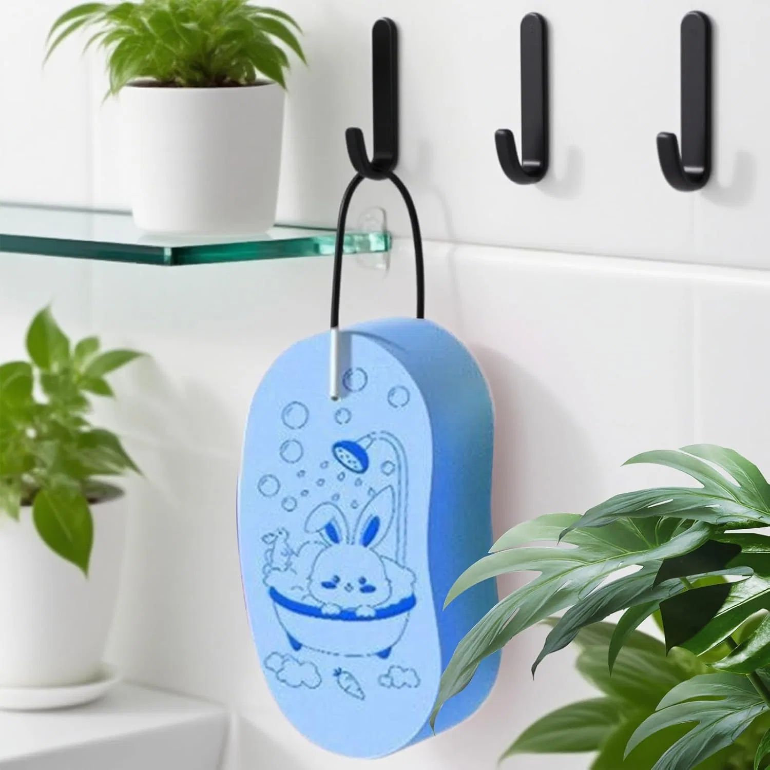 Детская мочалка для ванны, портативная, с веревкой, WJnflQN, 1 шт, 14x7x2.5 см, Blue — фото 3
