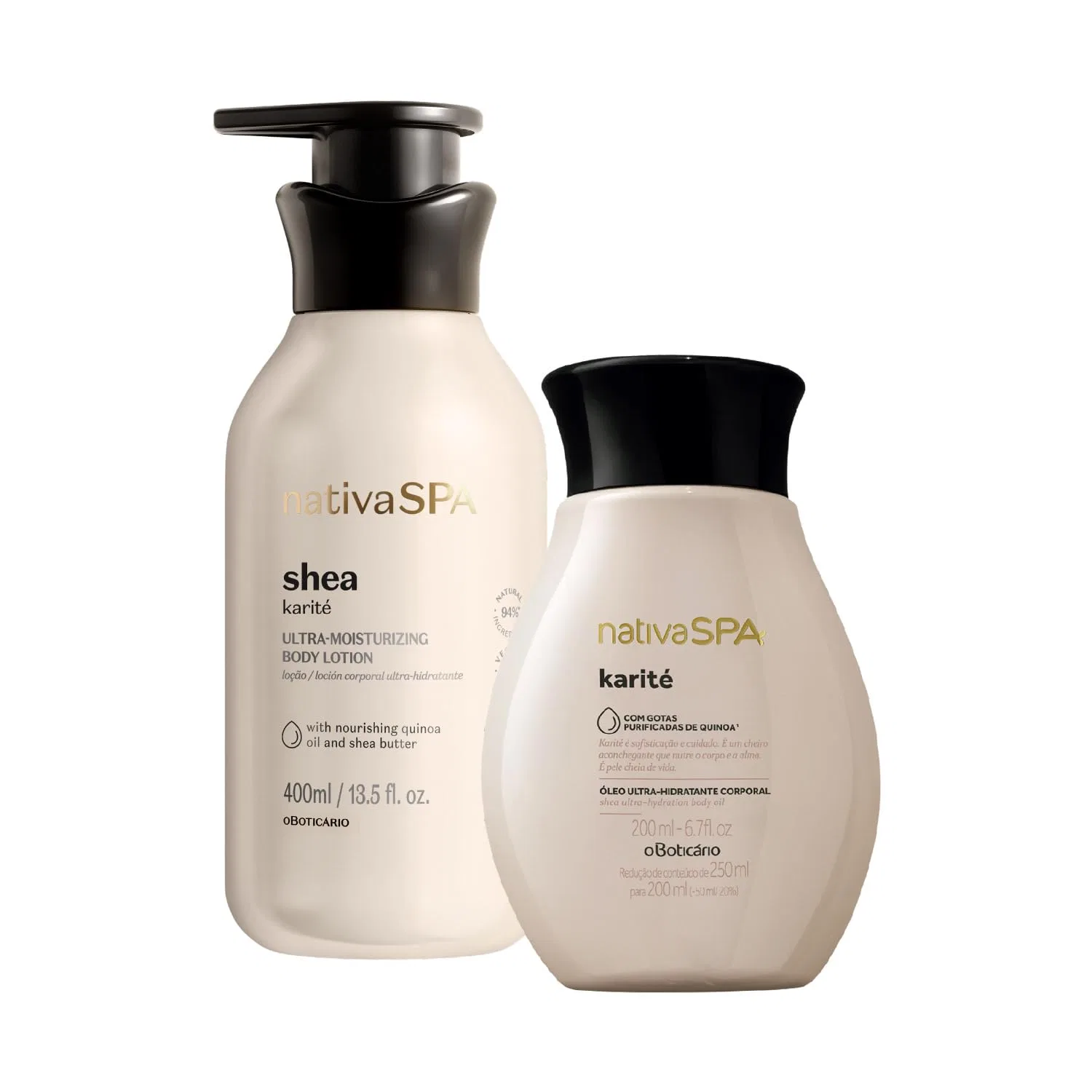 Набор для ухода за кожей Nativa Spa Shea, Крем для тела 400 мл и Масло для тела 200 мл, O Boticário