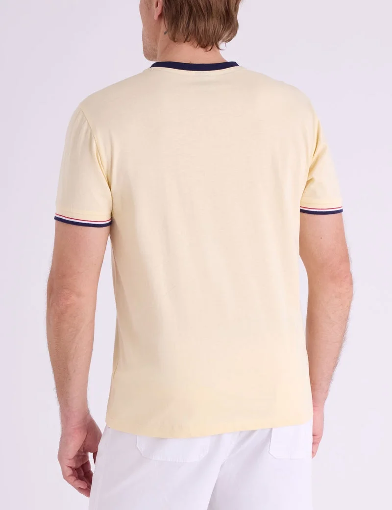 Футболка U.S. Polo Assn. Signature Stripe Trim Ringer, сливочно-желтый — фото 2