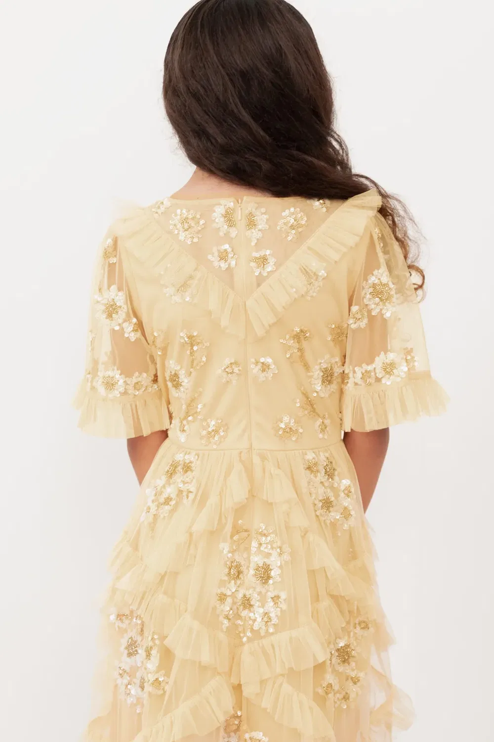 Платье для девочек с украшением Flower Girl Maya Deluxe, Yellow — фото 4