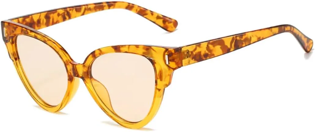 

Модные солнцезащитные очки «кошачий глаз» с заклепками для женщин, модный узор, желтый леопардовый градиент, защита от УФ-излучения UV400 SZVVBKK, Yellow Leopard