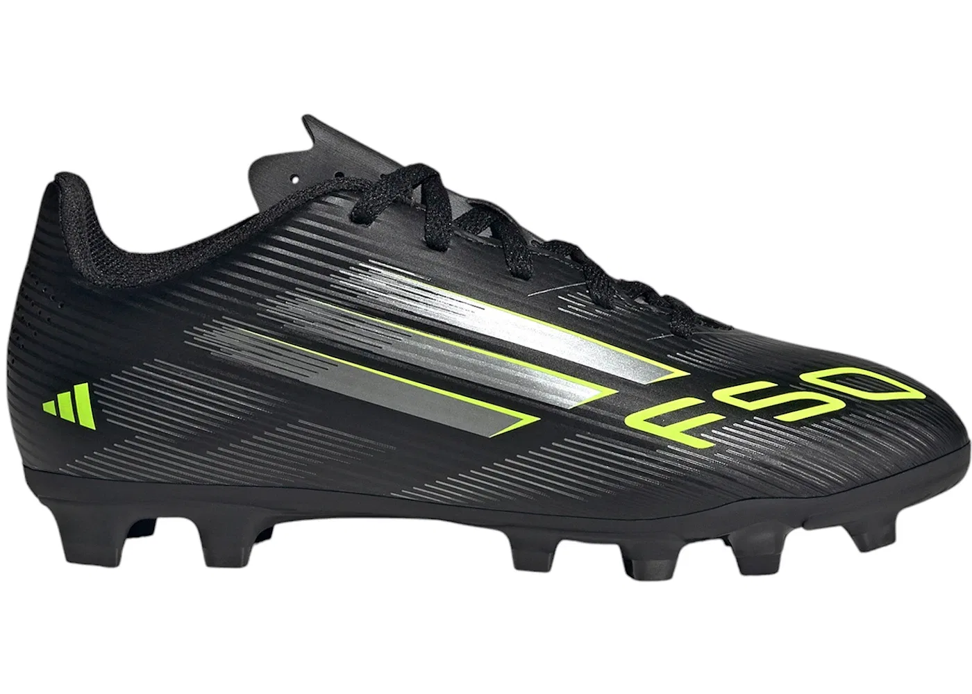 Детские бутсы с длинным рукавом Adidas F50 Club FG/MG, Core Black Iron Metallic Lucid Lemon