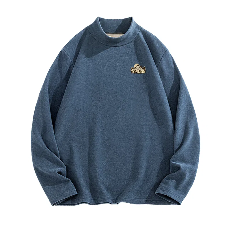 Детский пуловер с высоким воротником Tonlion, Цвет: Wool and silk high collar navy blue (tb Dawn Mountain Badge)