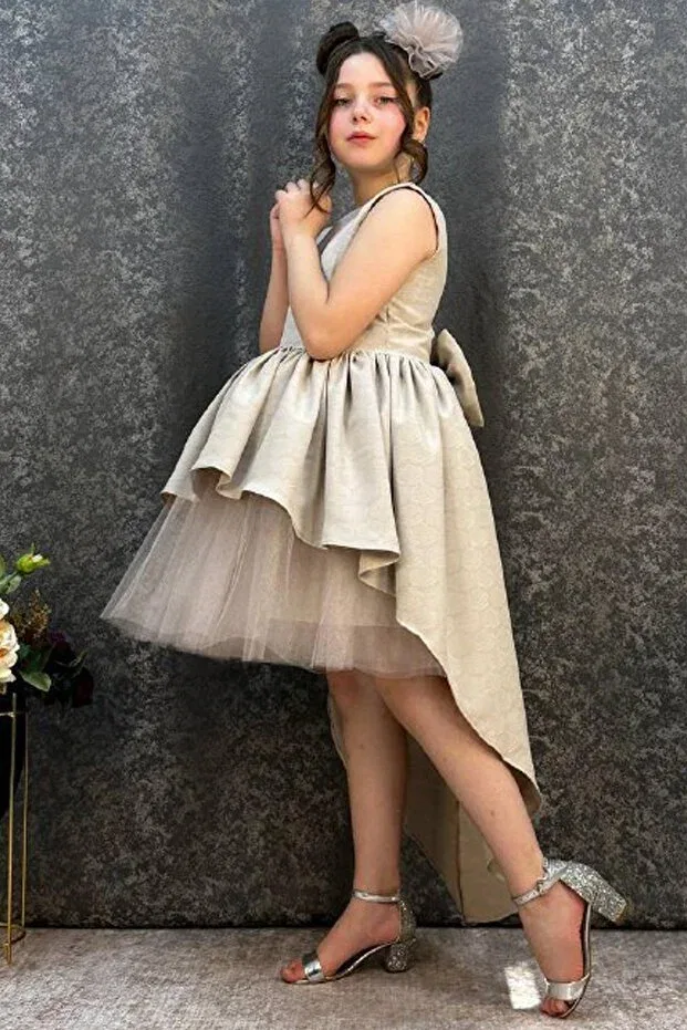 Детское платье для девочек кружевное Riccotarz, Nude Color — фото 3