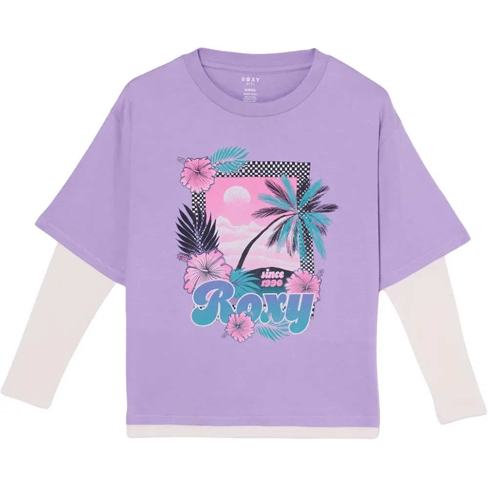 Детская футболка оверсайз с коротким рукавом Roxy Rain Falls, Purple