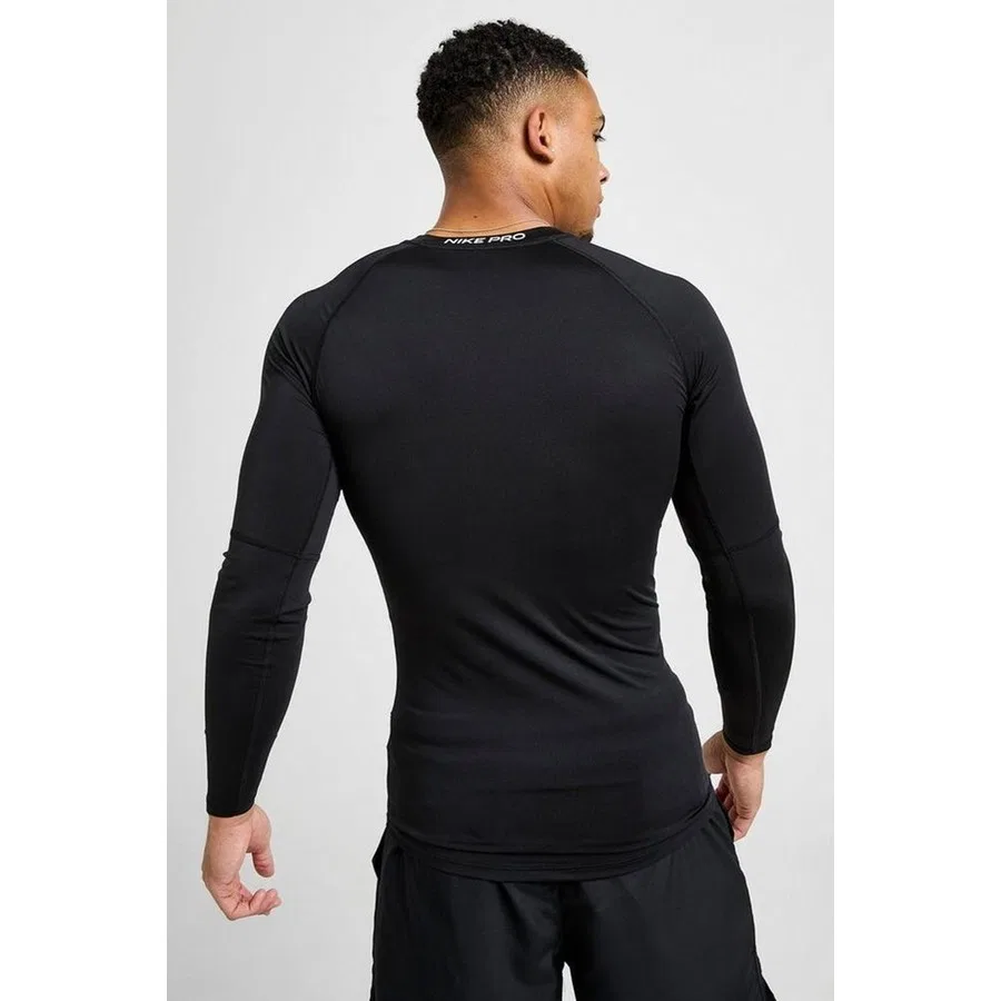 Мужской свитшот для тренировок с длинным рукавом Nike Pro Dri-FIT, Черный — фото 2