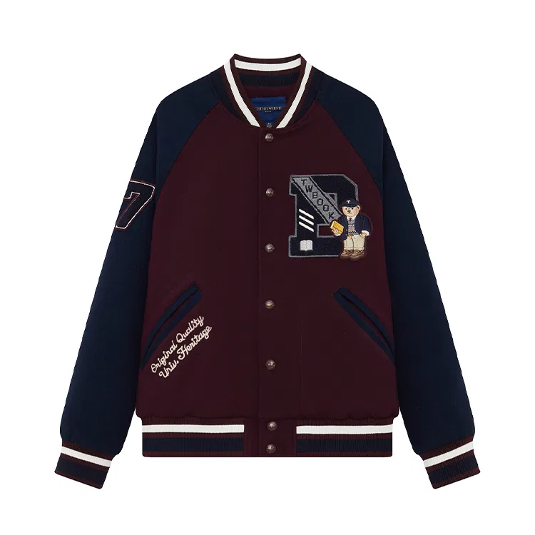Детская бейсбольная куртка с воротником-стойкой и принтом Cityboy FW23, Teenie Weenie Men, Burgundy