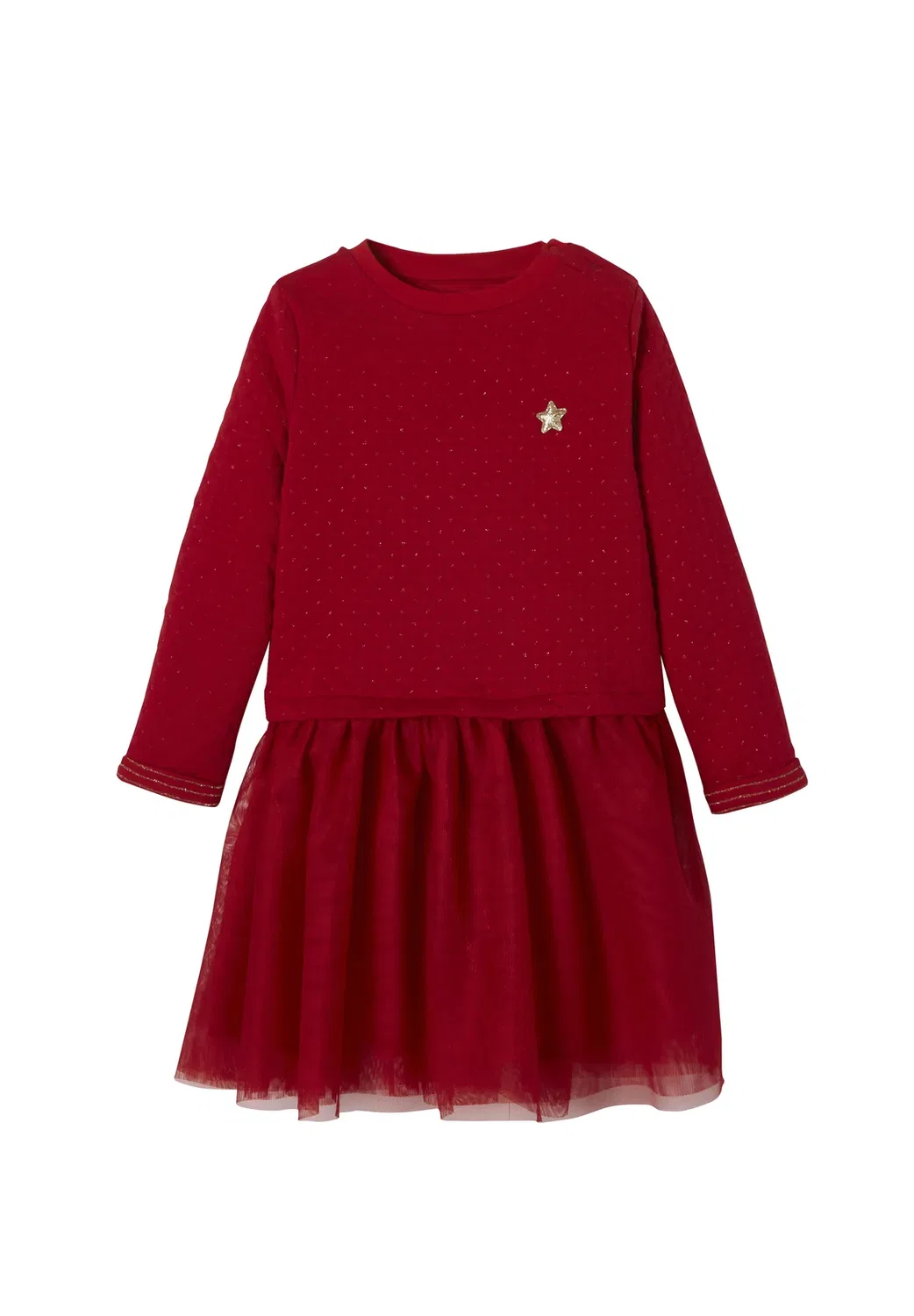 Festliches mädchen kleid, Materialmix - дневное платье Vertbaudet, Ziegel