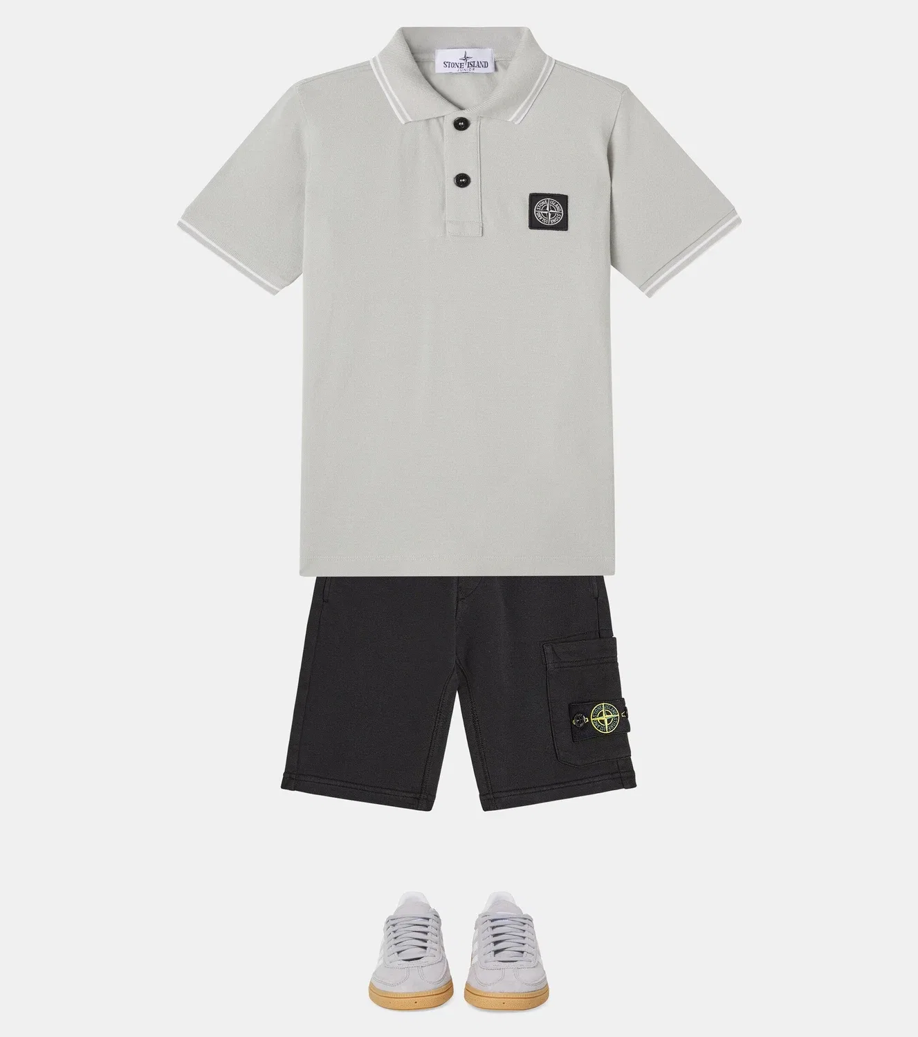 Поло из смесового хлопка Compass Stone Island Junior, серый — фото 2