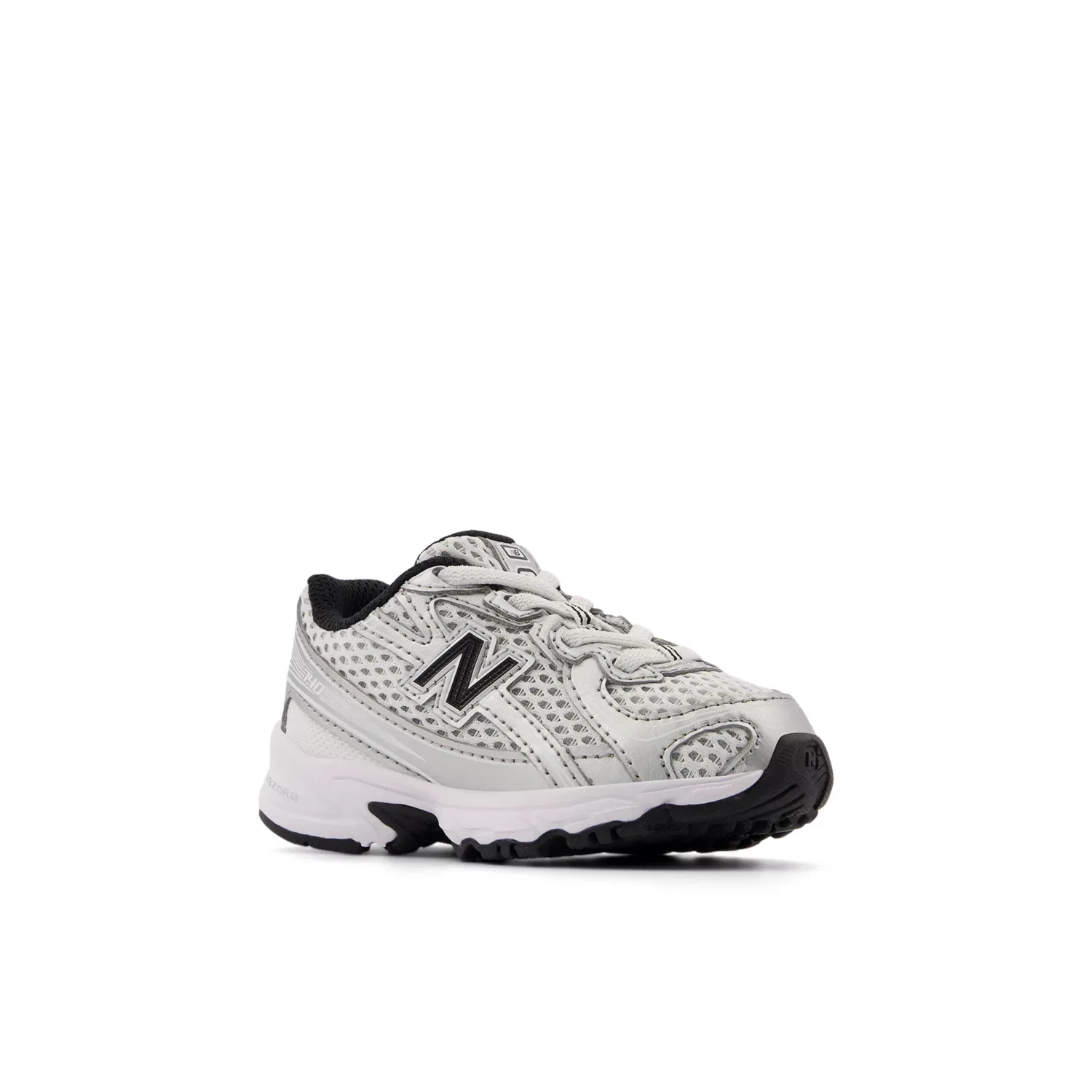 Детские кроссовки на шнурках-тянучках 740 Bungee Lace New Balance, Silver Metallic With Black — фото 2