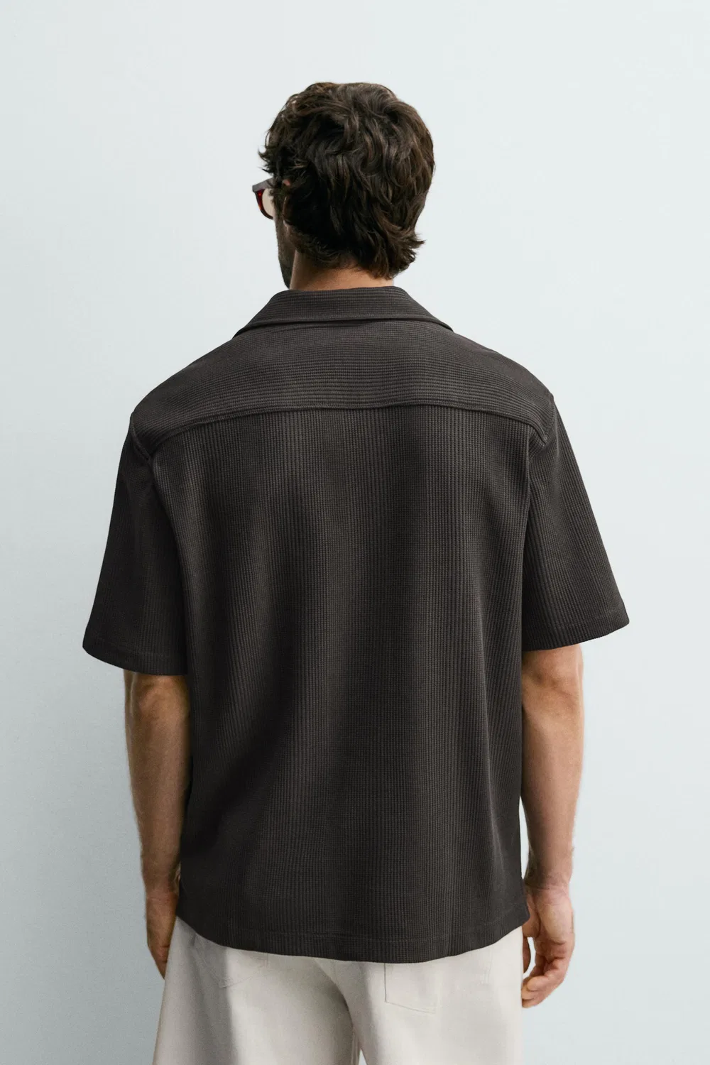 Текстурированная рубашка стандартного кроя ZARA, Charcoal — фото 3
