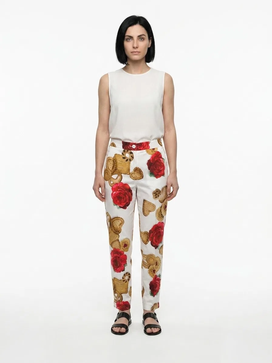 Женские брюки с ярким принтом Dolce & Gabbana, Multicolor
