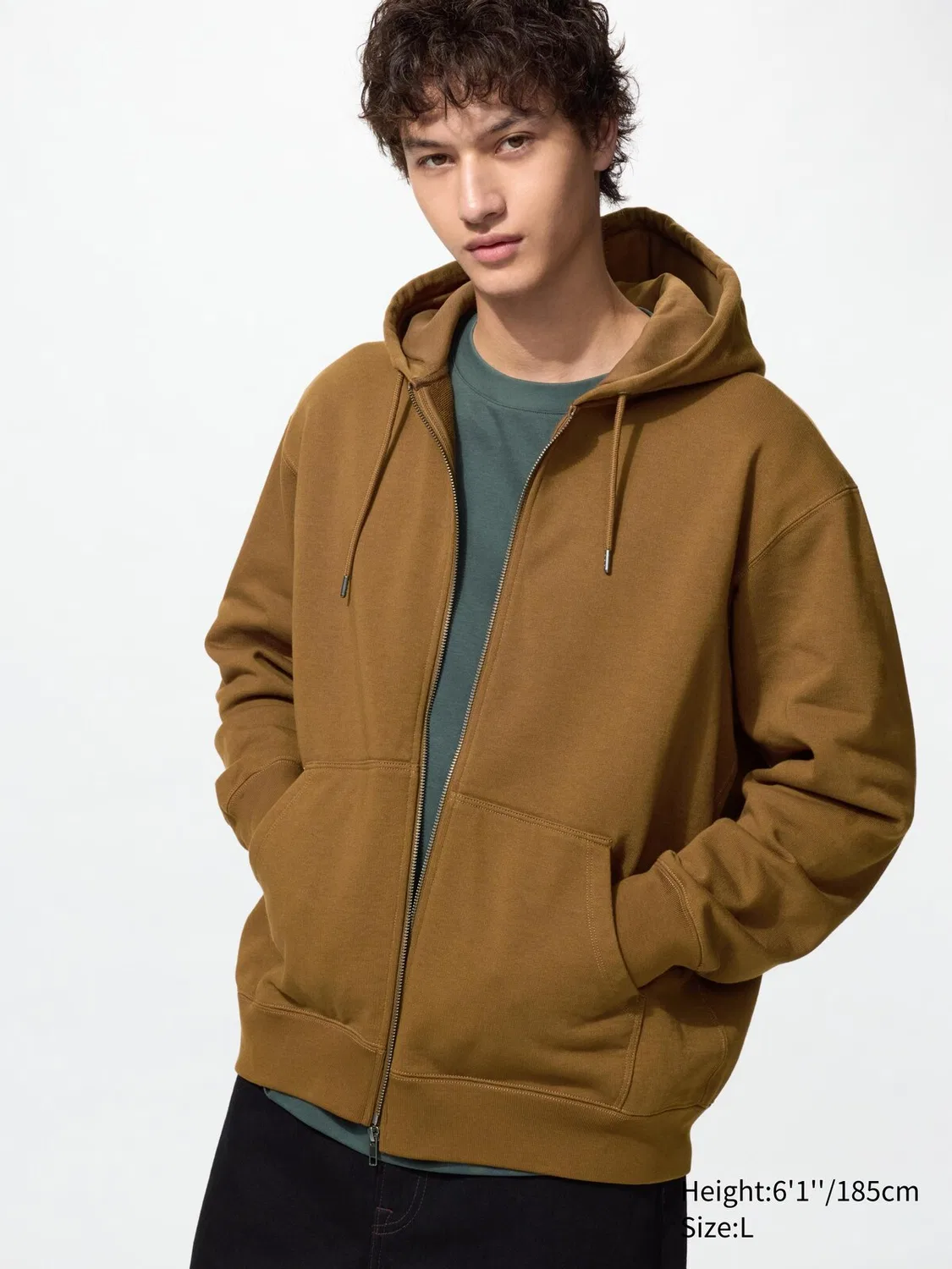 Толстовка Uniqlo, с молнией, коричневый