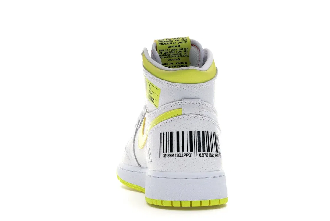 Детские кроссовки с принтом Jordan 1 Retro High Jordan, White/Dynamic Yellow-Black — фото 4