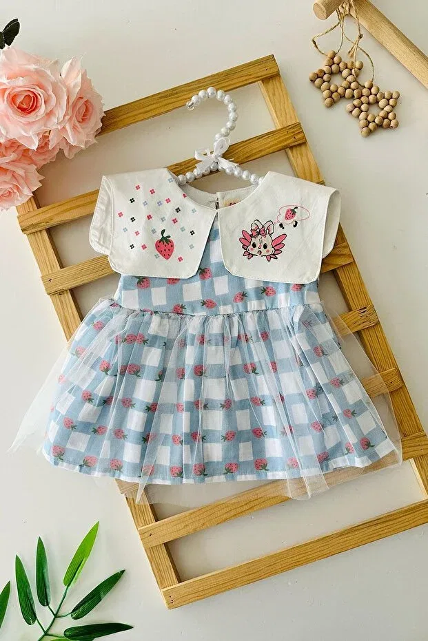 Детское платье для девочек с принтом Minigimin Cicileri, Blue-75142