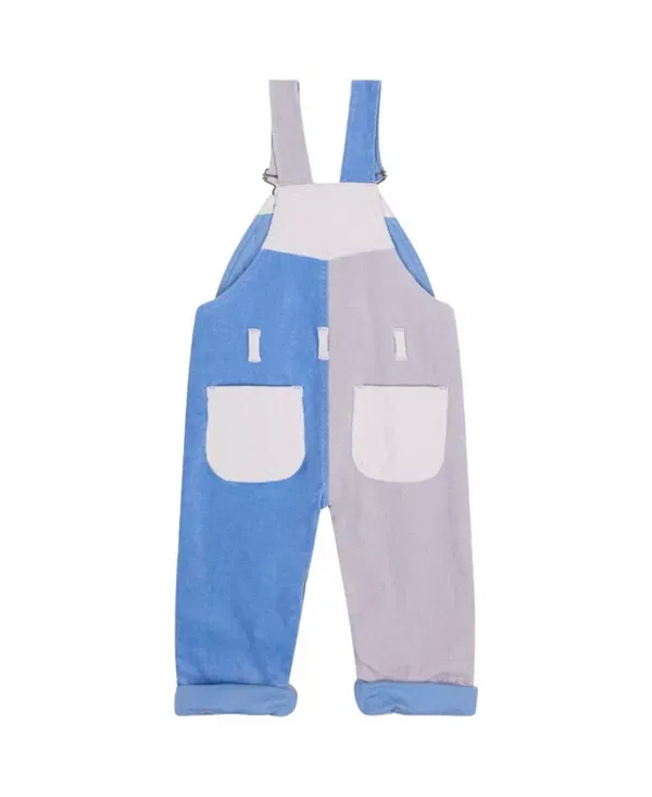 Детский комбинезон-ползунки хлопковый Juniper Patchwork Corduroy Dotty Dungarees, Patchwork Blue, Grey/Cream — фото 2