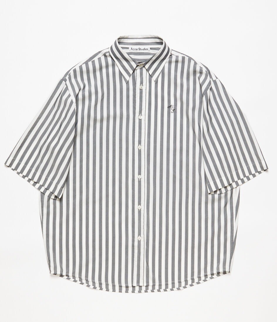 

Рубашка Acne Studios Short-Sleeve Striped, черный/белый