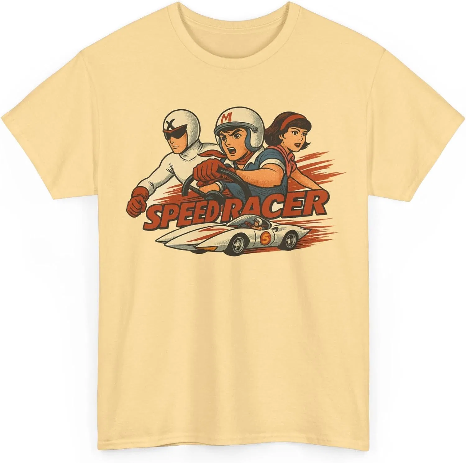 Женская футболка с принтом Retro Anime Inspired Speed Racer, Yellow Haze — фото 3