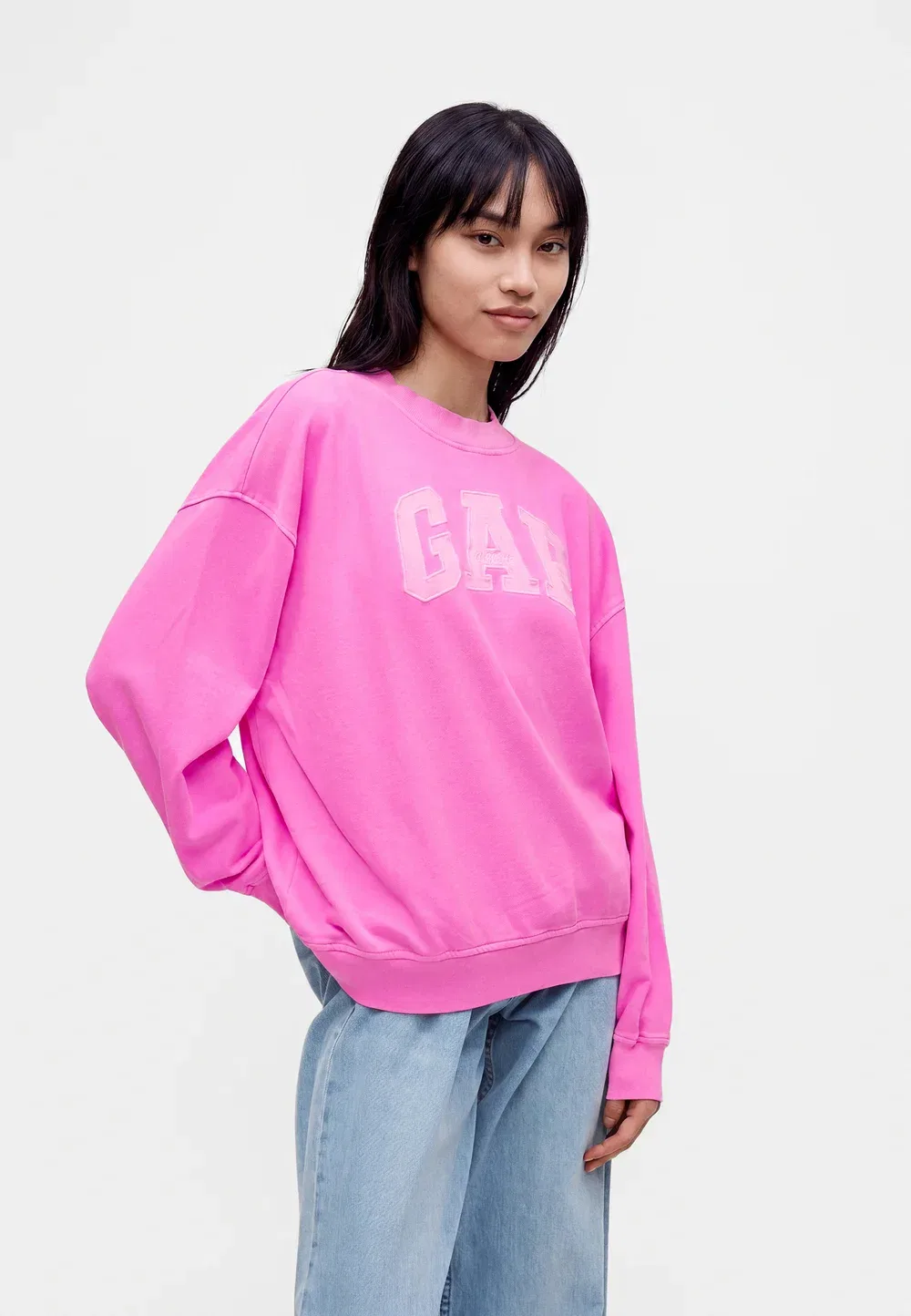 Толстовка с воротником-стойкой и логотипом Gap, Neon Pink Glow — фото 4
