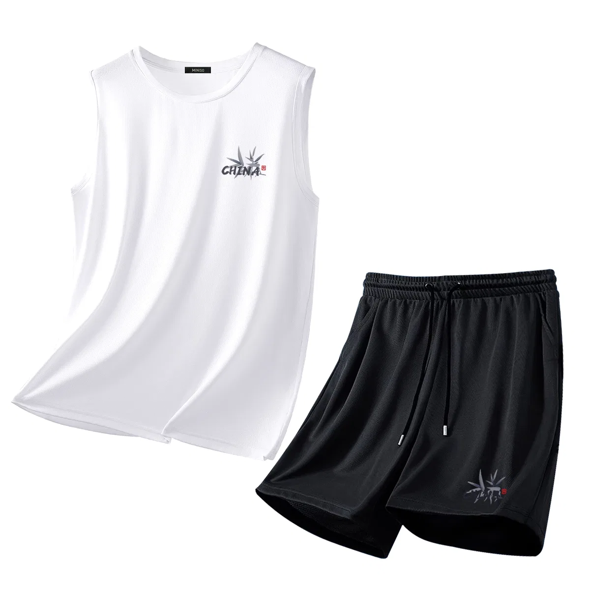 Детский спортивный комплект с логотипом MINISO, Light Gray+Black — фото 3