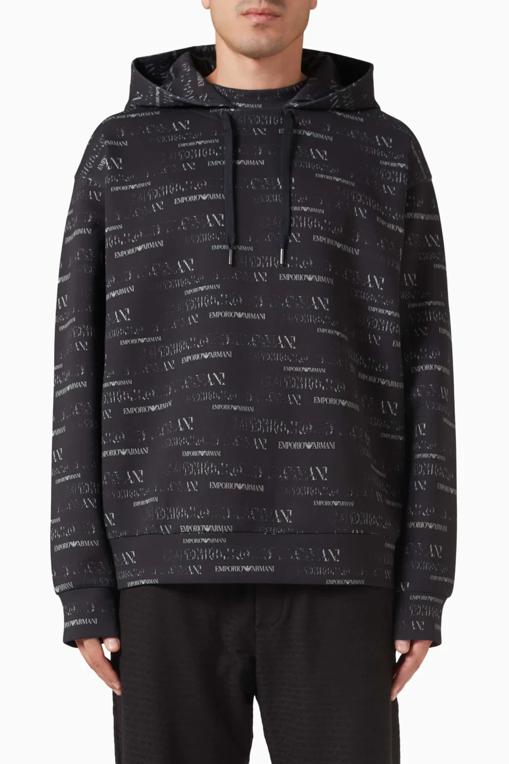 Худи оверсайз из хлопкового джерси Emporio Armani, синий