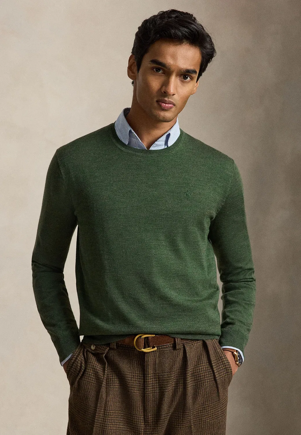 Шерстяной свитер с круглым вырезом, который можно стирать Polo Ralph Lauren, Lodgepole Pine Heather