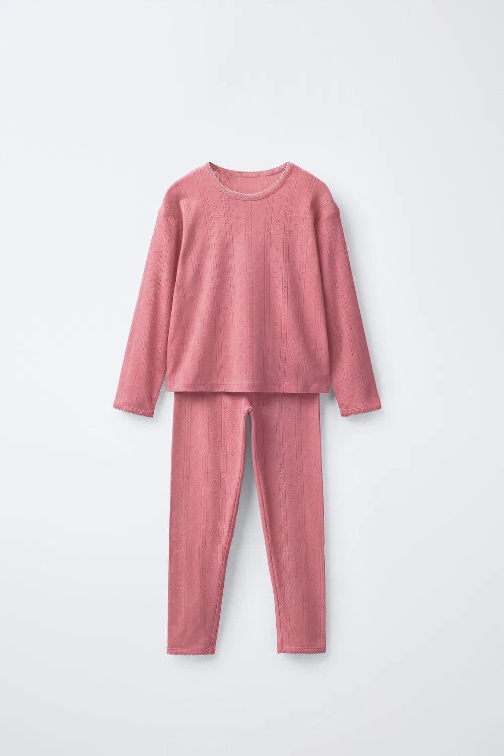 1 1/2-6 лет / Пижама для детей, однотонная, с декоративной строчкой ZARA, Raspberry