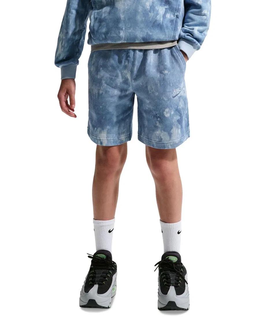 Детские шорты из французского футера Sportswear Club с завязками Nike, Hydrogen Blue Work Blue