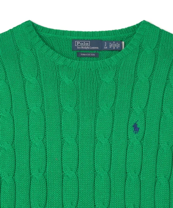 Свитер женский из хлопка, Polo Ralph Lauren, зеленый — фото 3