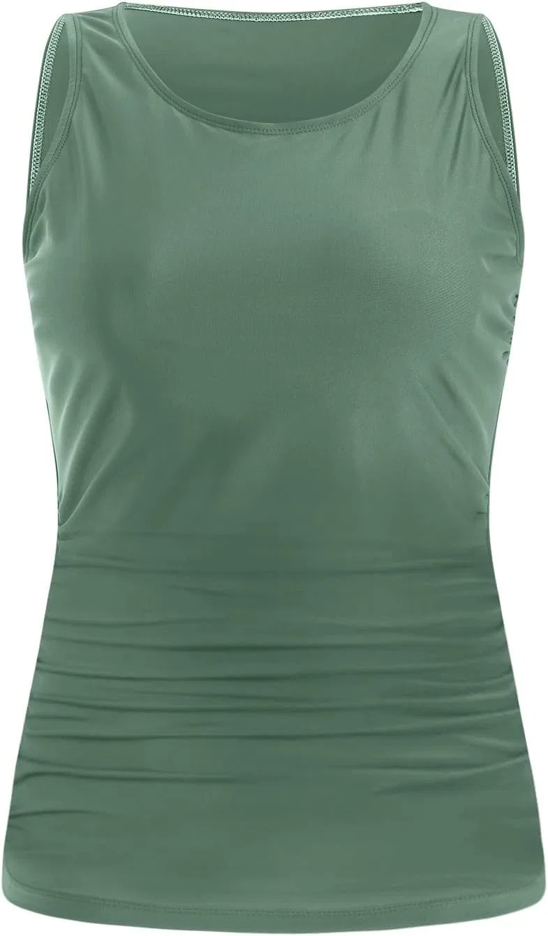 Женский танкини топ с утягивающим эффектом lcg3K8drN, Light Green — фото 2