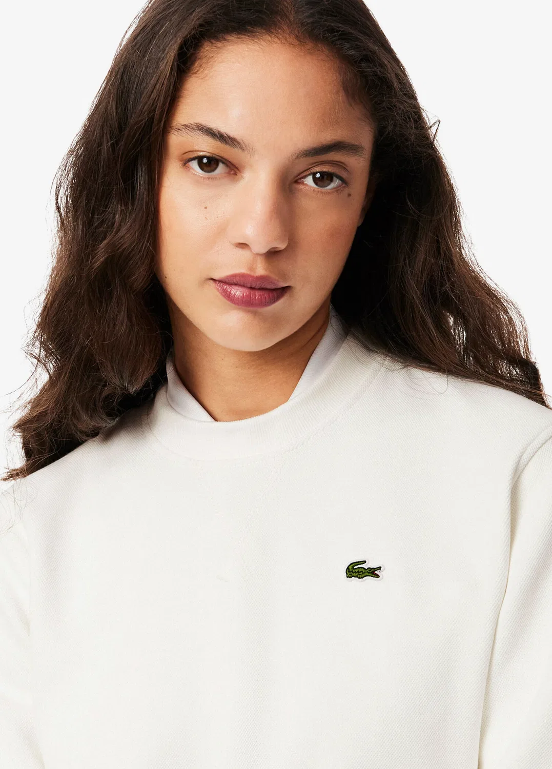 Свитшот женский Lacoste Relaxed Fit, белый — фото 2