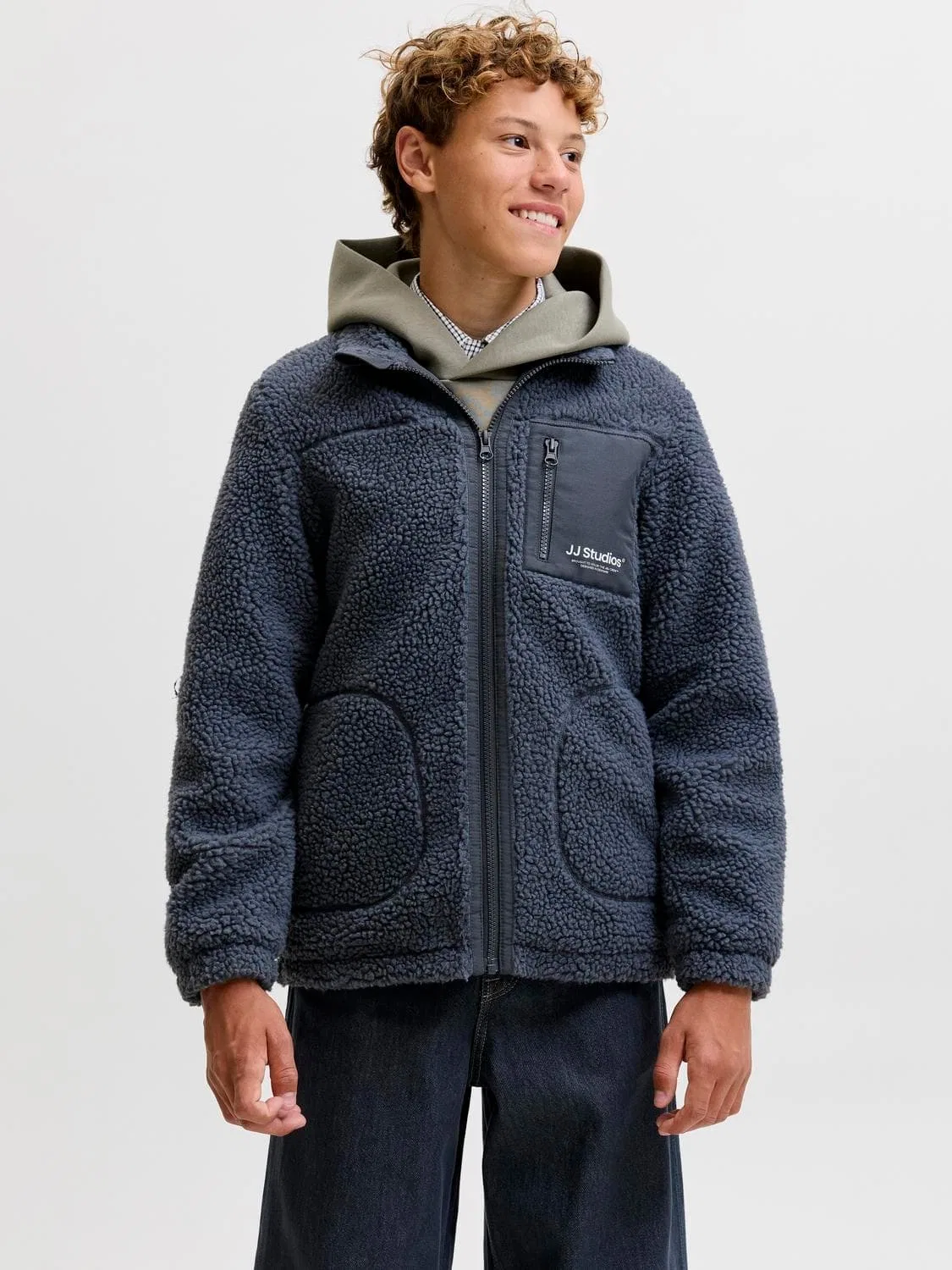 Куртка-плюшевая демисезонная Jjesoho Jack & Jones Junior, серый — фото 4