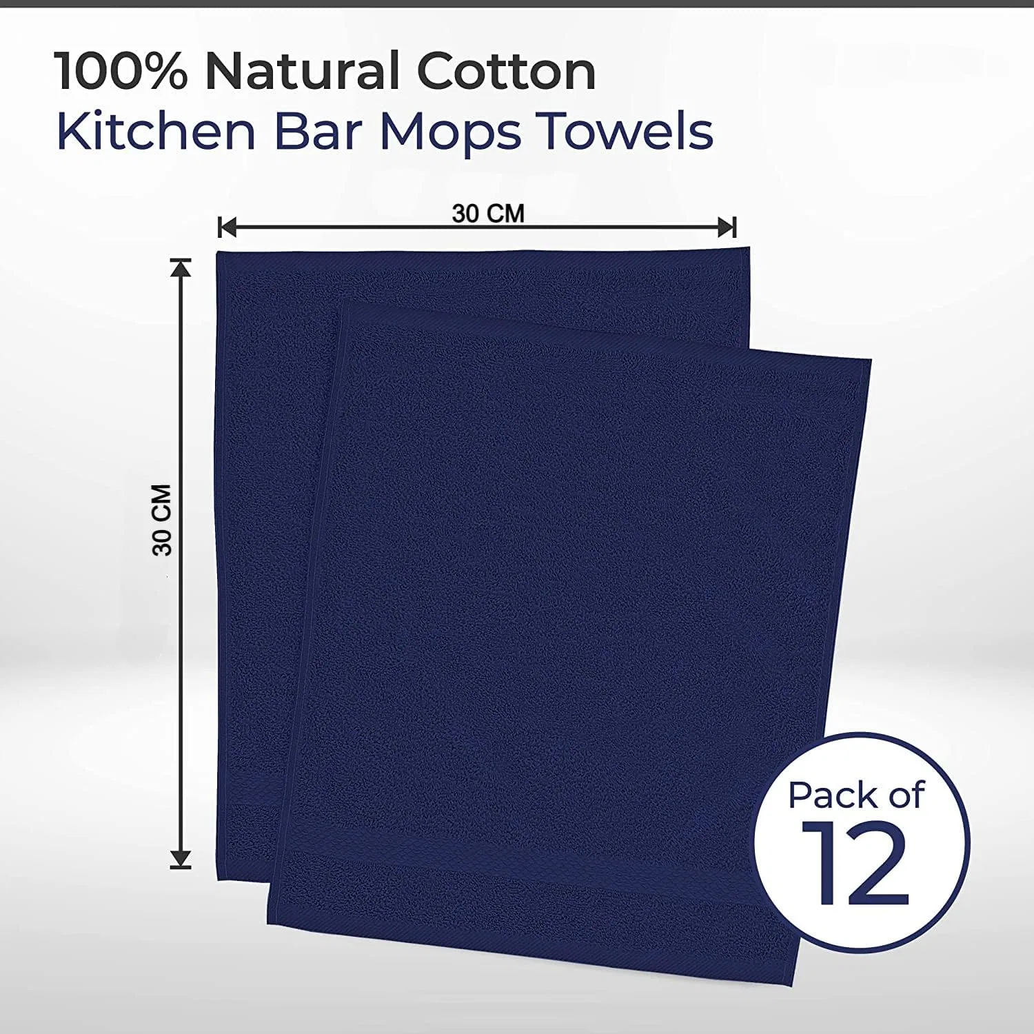 Набор лицевых полотенец, Egyptian Cotton, 12 шт, 30x30 см, 600 GSM, Синий Wholesale Trade Dealz — фото 2