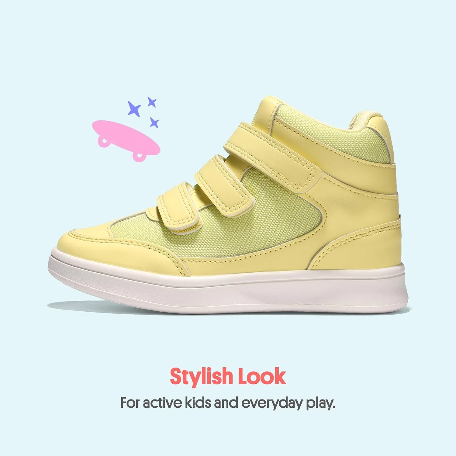 Детские кроссовки для девочек и мальчиков с подсветкой FabKids, Yellow High Top Hook — фото 4