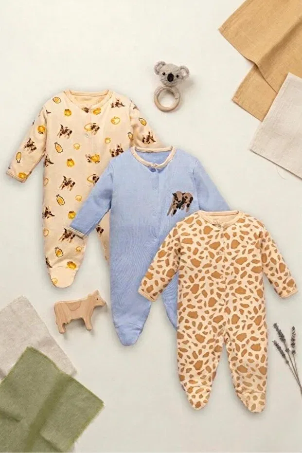 Детский комбинезон для мальчиков хлопковый комплект из 3 предметов Cow Pattern Mielco, Multicolor