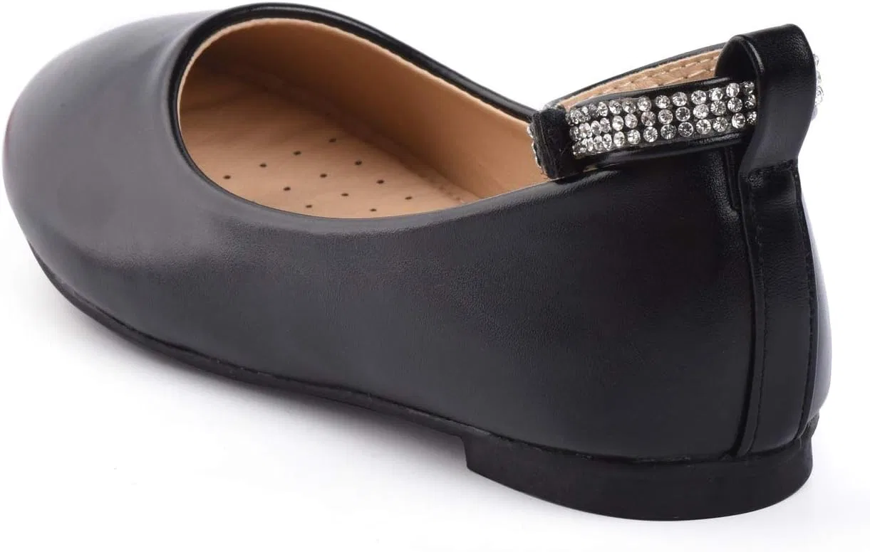 Детские туфли-балетки для девочек с ремешком на щиколотке Nova Utopia Nova Footwear, Black — фото 4