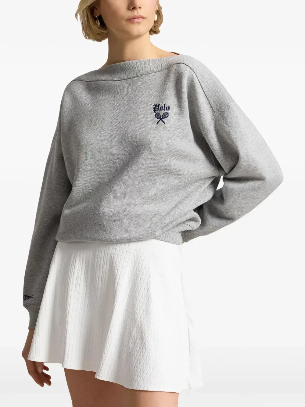 Толстовка с вышитым логотипом и вырезом-лодочкой POLO RALPH LAUREN, серый — фото 3