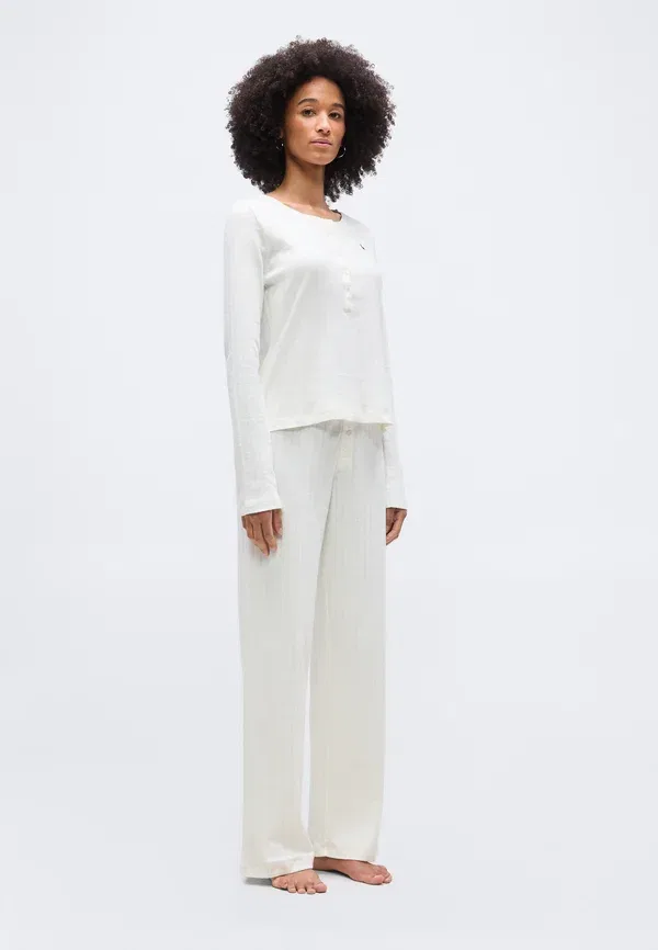 Комплект пижамы из хлопка Henley wide leg, Polo Ralph Lauren, Ecru, цвет egret — фото 4