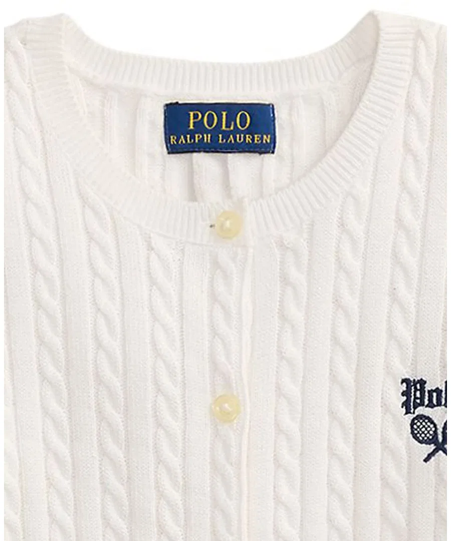 Детский свитер с длинным рукавом US Open Polo Ralph Lauren, Ceramic White — фото 3