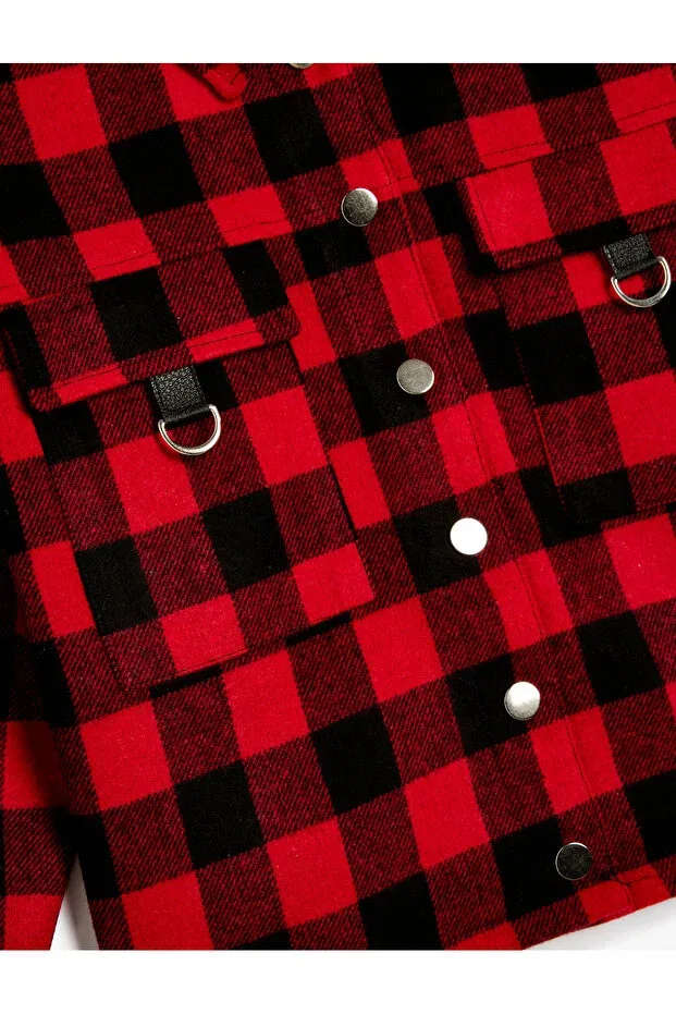 Детское пальто для девочек с длинным рукавом Koton, Red Plaid — фото 3