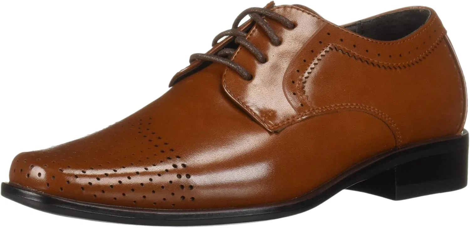 Детские оксфорды на шнуровке с перфорацией Sanborn Stacy Adams, Cognac