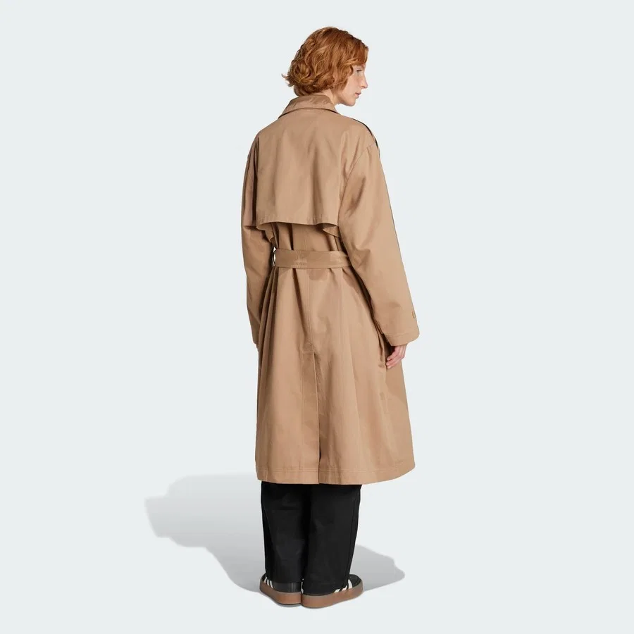Тренчкот с длинным рукавом Adicolor Trench Coat Twill adidas, Коричневый — фото 2