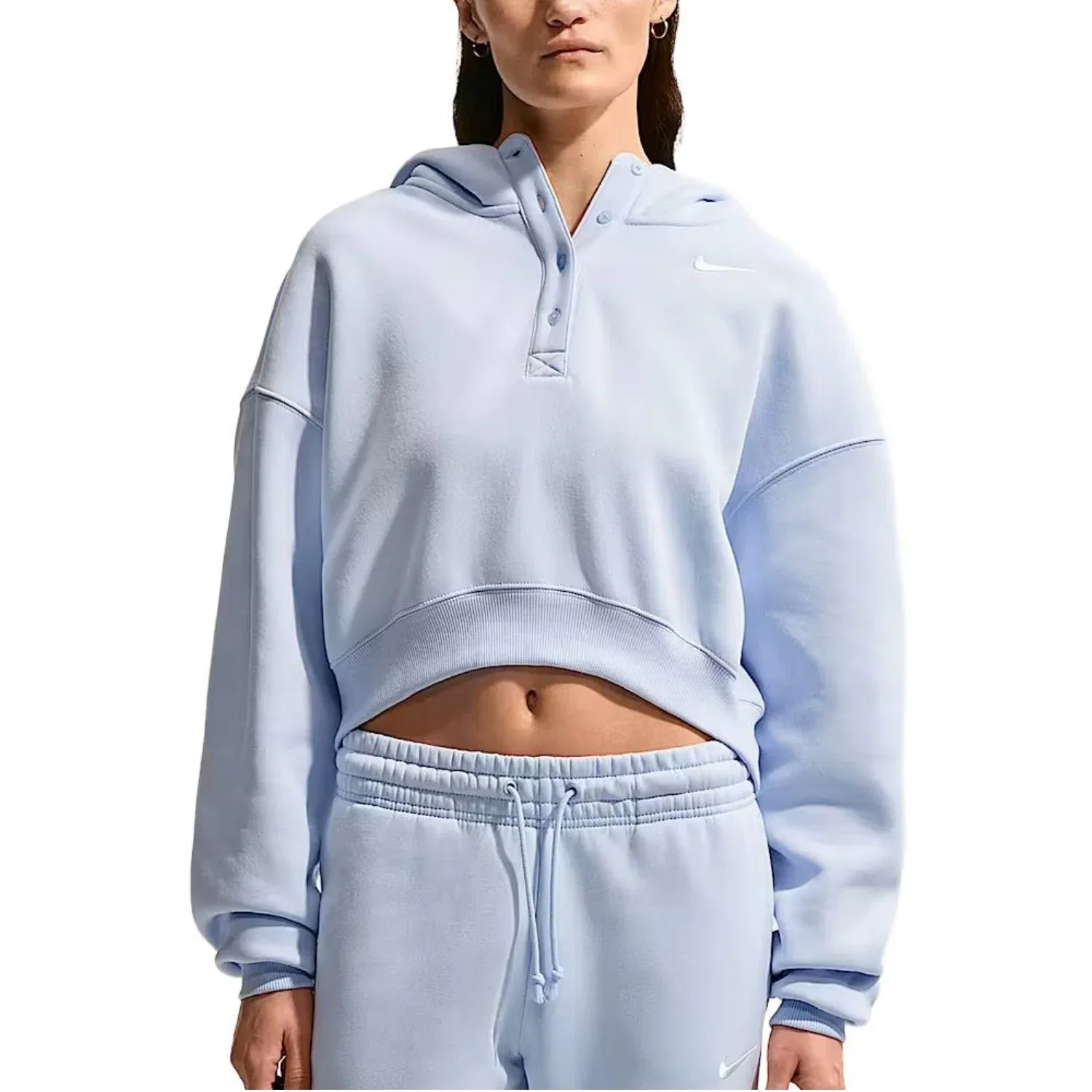 Женское укороченное оверсайз-худи с пуговицами Phoenix Fleece Nike, Blue