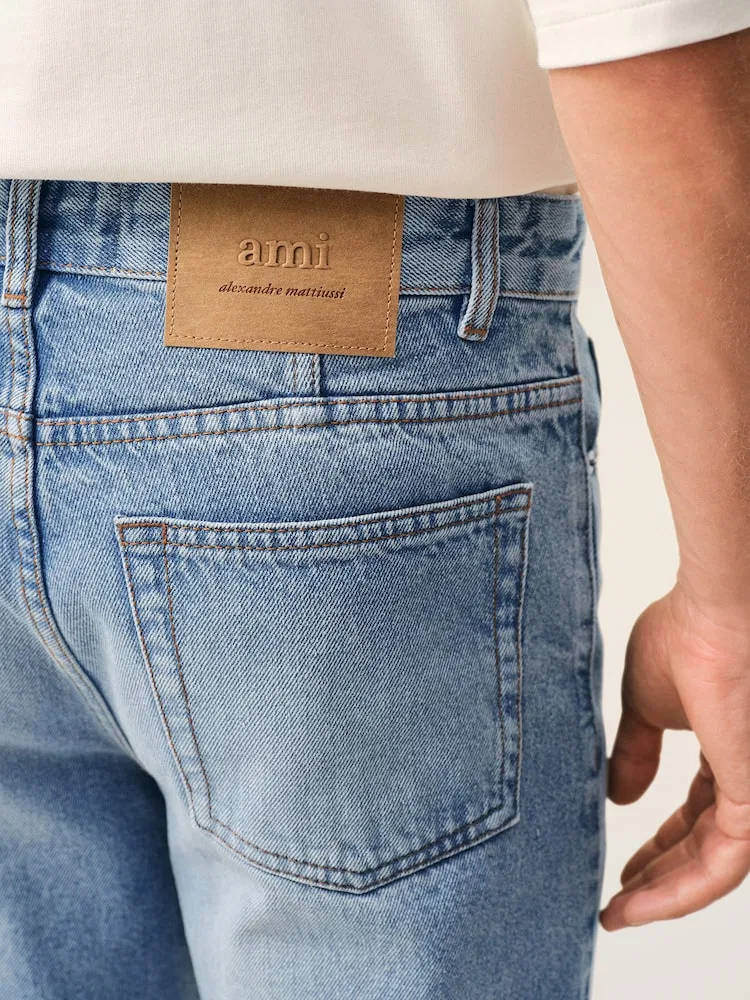 Джинсы tapered fit, Bleu Used AMI PARIS — фото 4