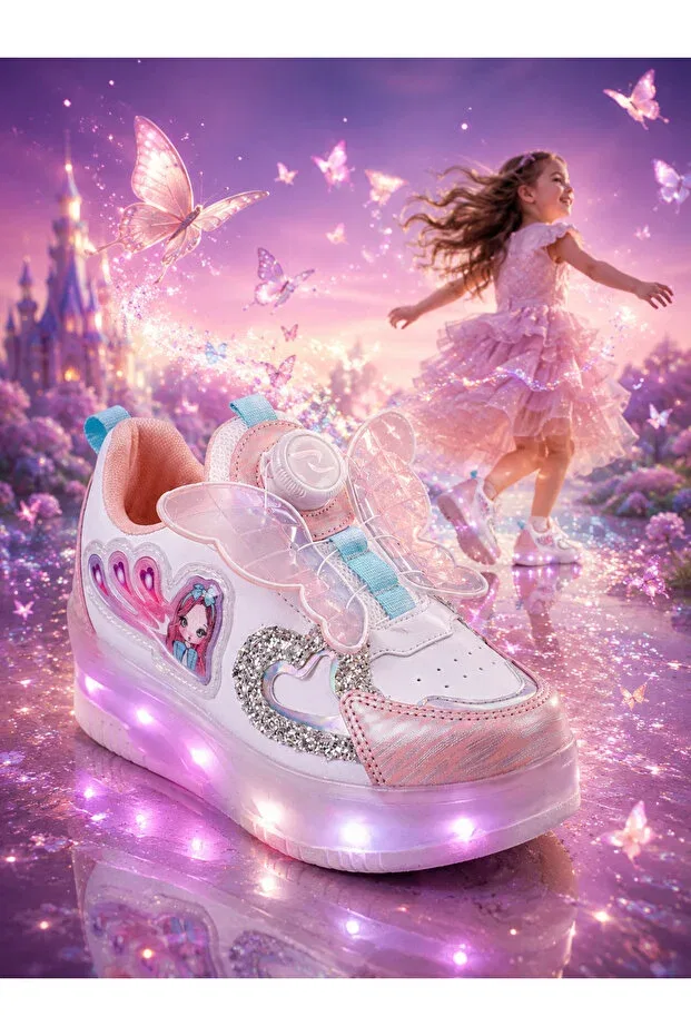 Детские кеды для девочек с принтом Rock, Butterfly Pink