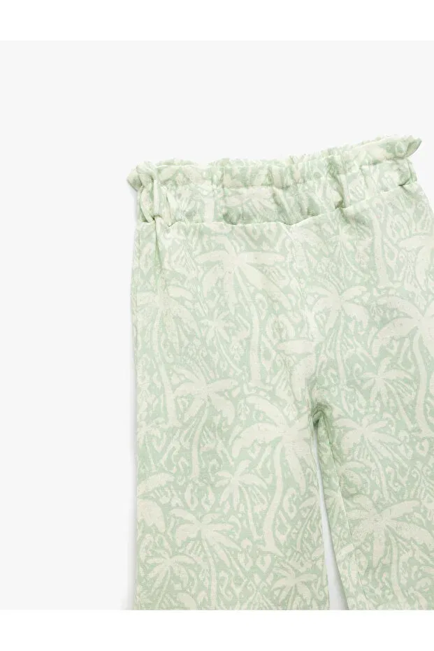Детские брюки для девочек широкие с принтом Koton, Green Patterned — фото 3