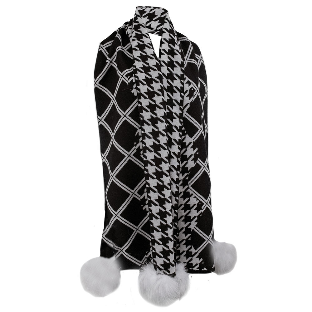 

Шарф Peter Glenn Nothing But в клетку гусиная лапка с натуральным мехом (женский), Black