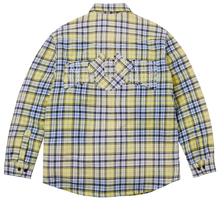 Стеганая клетчатая фланелевая рубашка Supreme x True Religion на подкладке, желтый — фото 2