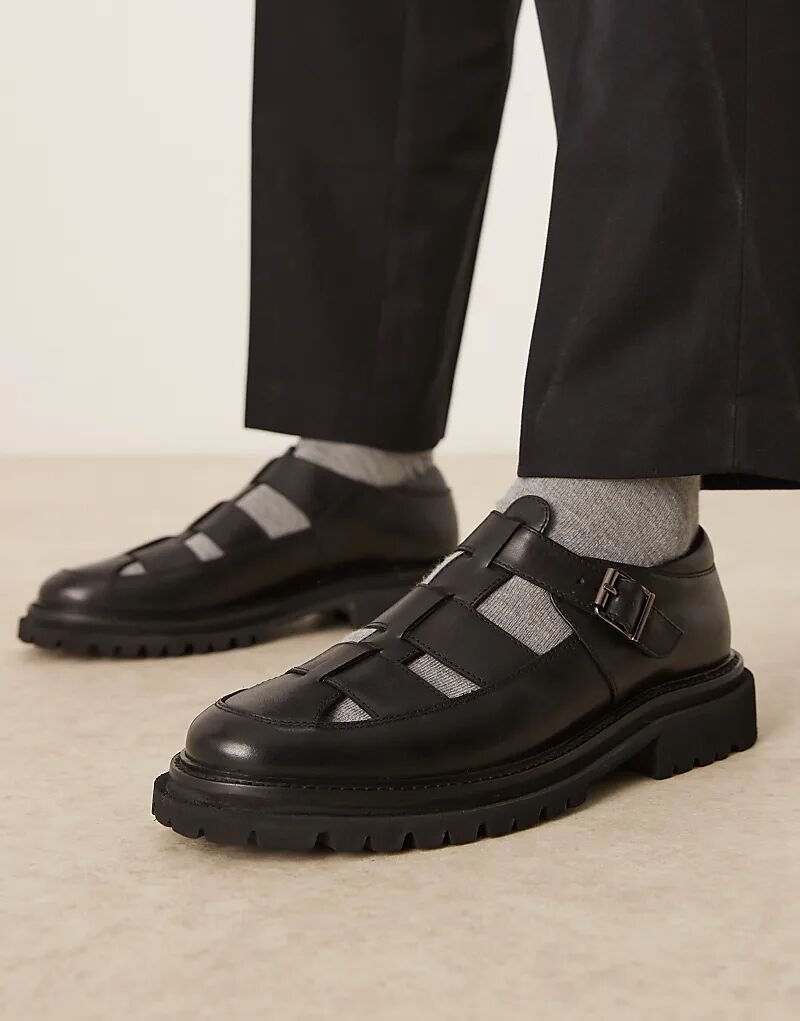 

Туфли Мэри Джейн ASOS DESIGN из черной кожи с рифленой подошвой